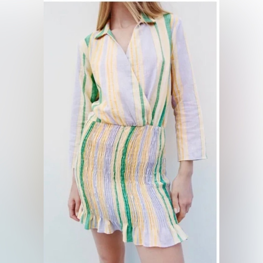 Zara Double Breasted Striped Valery Mini Dress, Size S